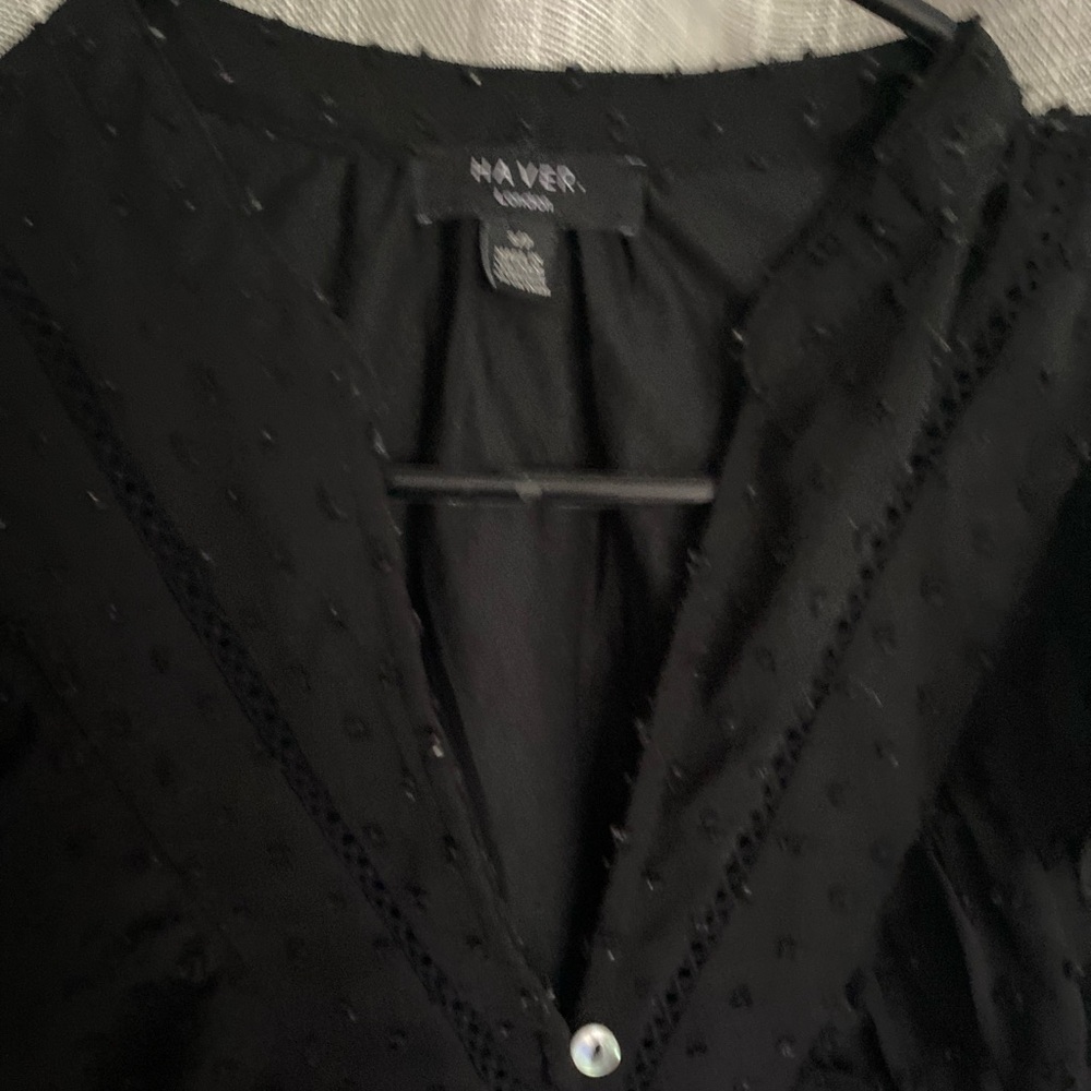 Black Ruffled Women's Top - Picture 2 of 2